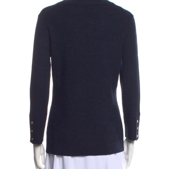 Tory Burch 100% Merino Wool Rib Knit Scoop Boatneck Sweater - Picture 8 of 12
